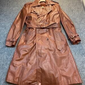 Women's Brown Leather Trench Coat